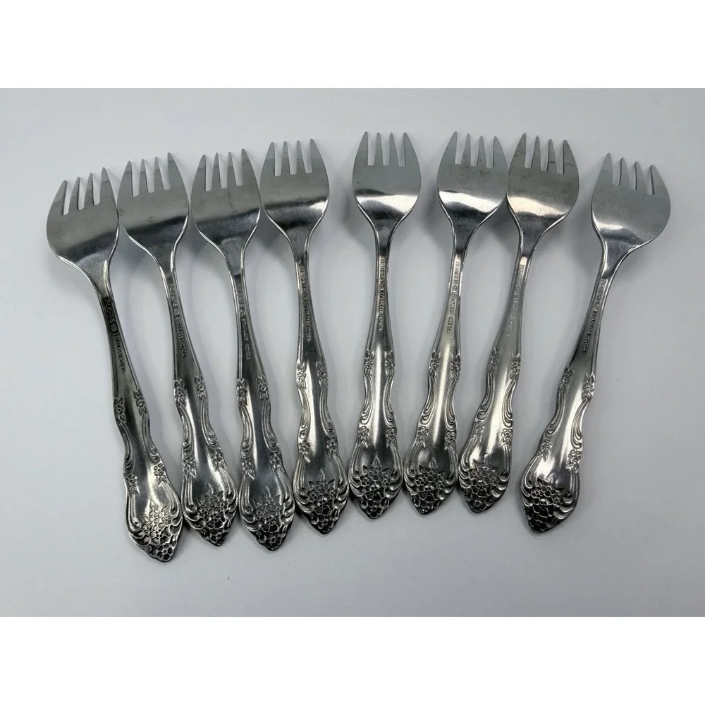 Rogers Dream Rose Salad Forks Stainless Flatware Korea Set of 8